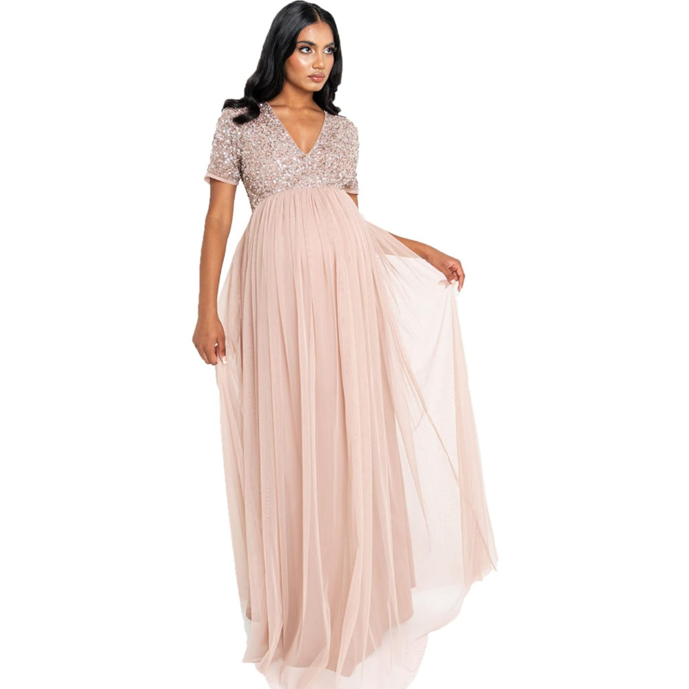 Maya Blush Pink Sequin Bodice Maxi Dress